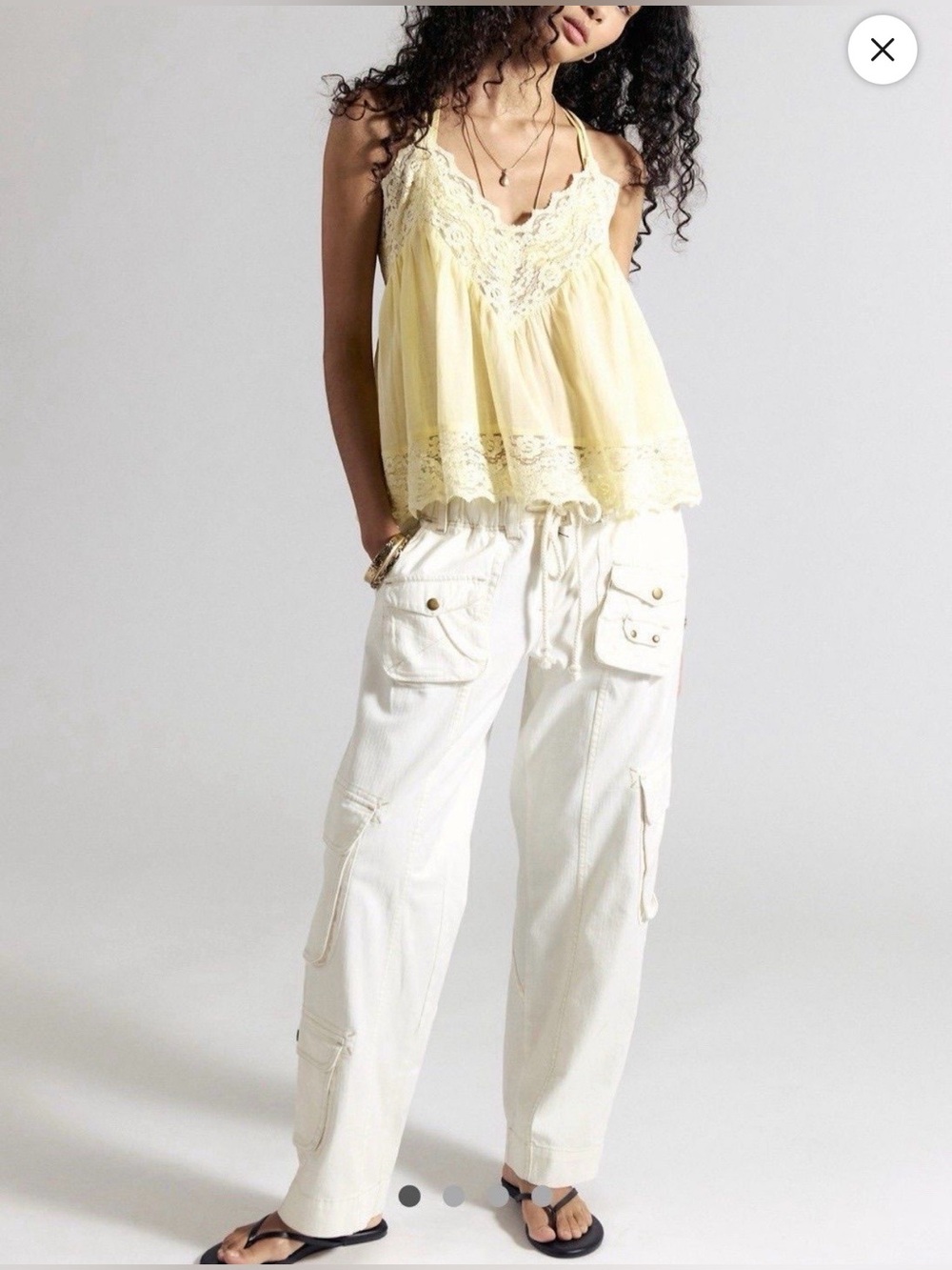 Free People Cream Cargo Track Pants